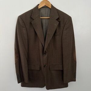 Oscar de la Renta Brown Houndstooth Blazer elbow patch
